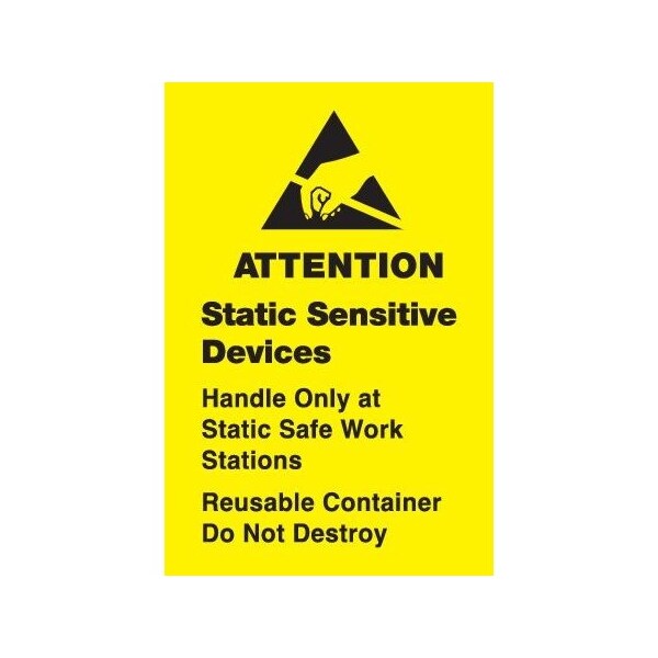 Decker Tape Products Label, DL9130, ATTENTION STATIC SENSITIVE DEVICES, 1" X 1-1/2" DL9130 - main